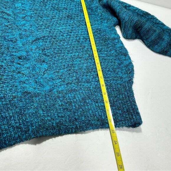Sleeping On Snow Alpaca Wool Sweater Off The Shoulder Turquoise Cable Knit XL - Picture 11 of 15